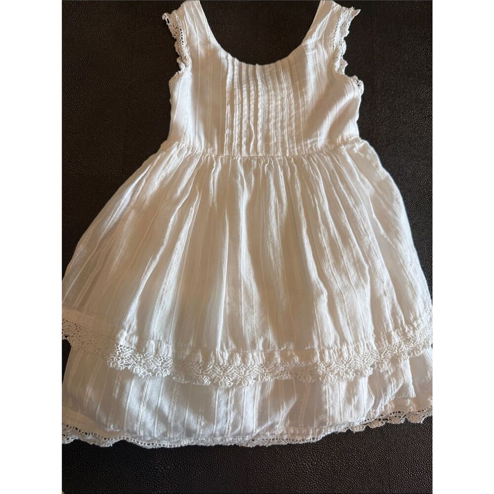 Tommy Bahama White Lace-Trim Girls' Tiered smocked details Party Dress size 7